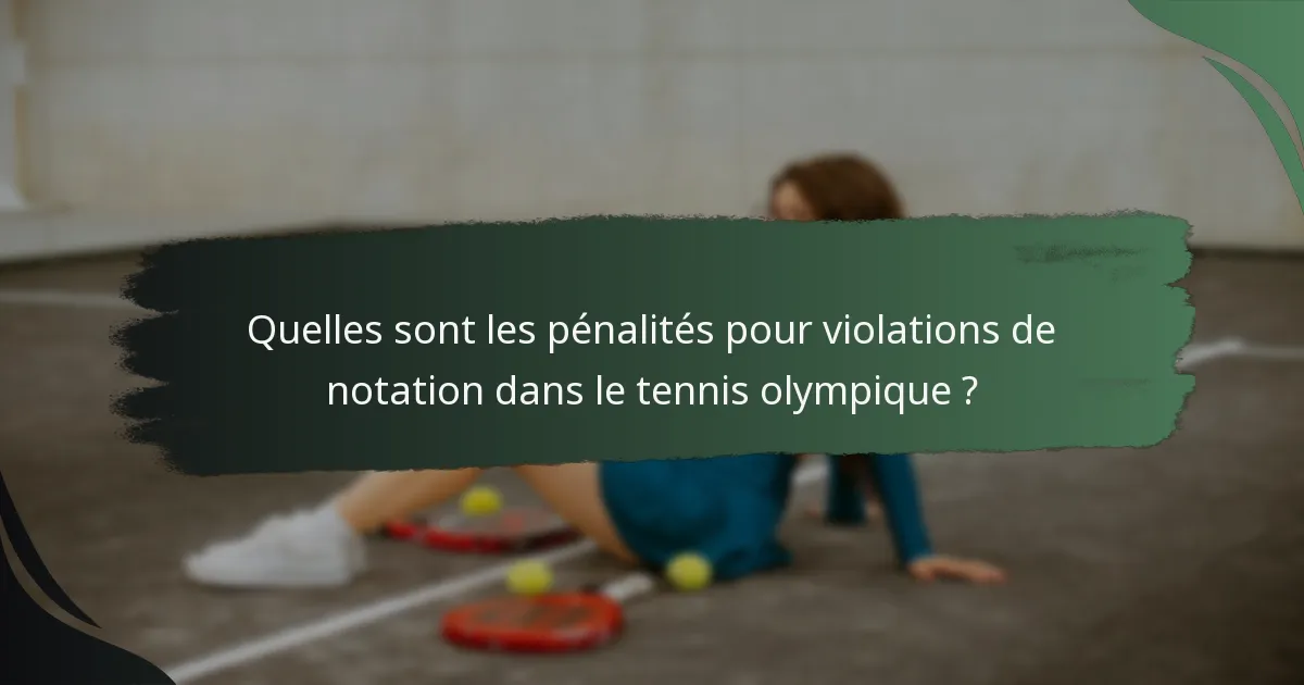 Quelles sont les pénalités pour violations de notation dans le tennis olympique ?