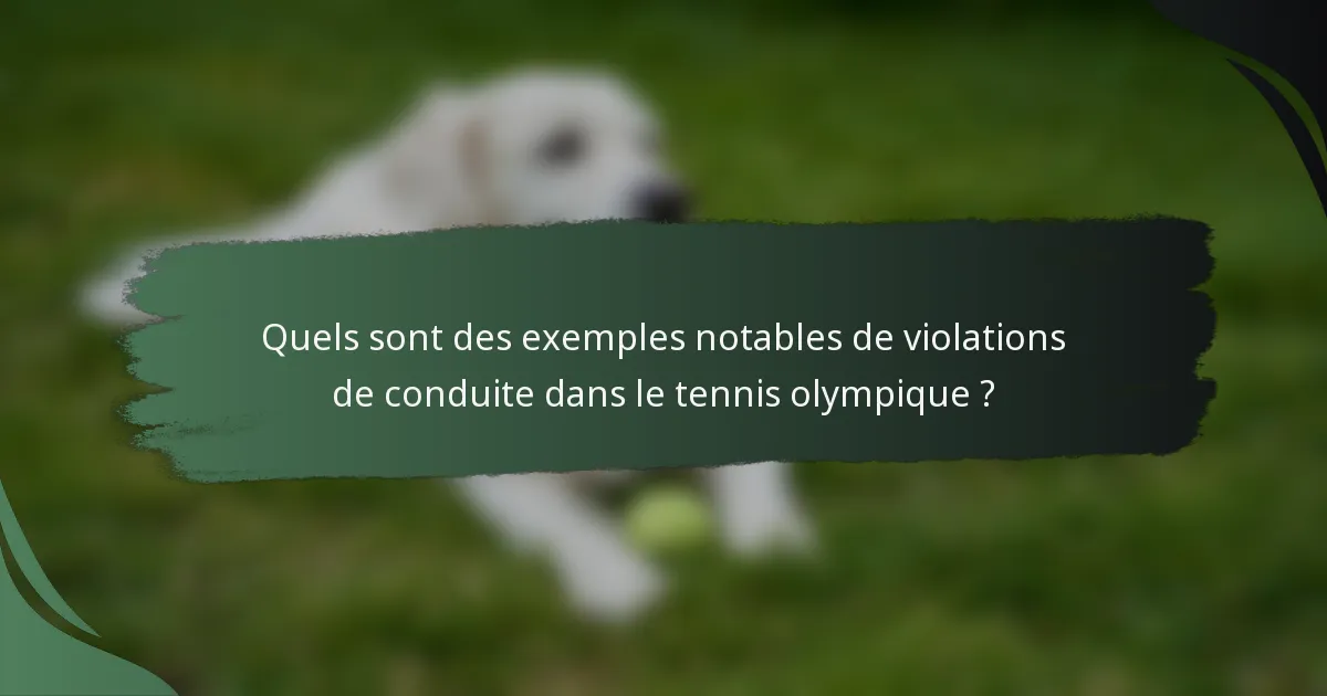 Quels sont des exemples notables de violations de conduite dans le tennis olympique ?